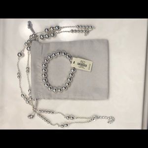 Talbots Silver tone bead necklace and bracelet